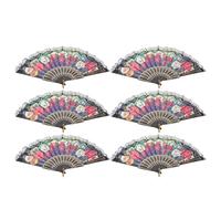 DIYEAH 6 pièces Éventails Pliants Dentelle et Soie Légers Éventails Main à Motifs Floraux Espagnols pour Mariages Fêtes Danse et Décoration DIY