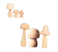 DIYEAH 6 pièces Lot de Champignons Bois Brut à Peindre Jouets DIY Décoratifs avec Base Stable Variées pour Loisirs Créatifs et Décoration Intérieure