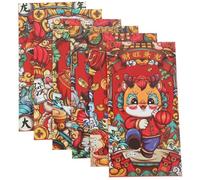 DIYEAH 6 Pièces Lot de Enveloppes Rouges Créatives Année Du Dragon Style Chinois Motifs Festifs pour Décoration Nouvel An Lunaire