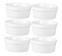 DIYEAH 6 pièces Lot Ramequins Céramique pour Dessert Multifonction Bols à Pudding et Muffins Ustensiles de Cuisson Faciles à Nettoyer pour Mousse et Gâteaux
