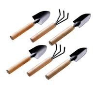 DIYEAH 6 pièces Mini Outils Jardinage avec Manche Bois Râteau Pelle et Bêche Portables pour Transplantation et Entretien Plantes Intérieur et Petits Jardins