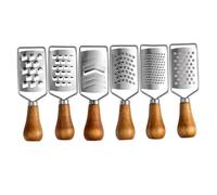 DIYEAH 6 Pièces Mini Râpe à Fromage et Zesteur Citron Acier Inoxydable avec Manche Bois Râpe Gingembre Trancheuse Oignon et Fruits Pratique et Antidérapante