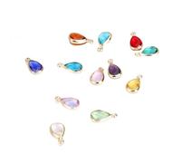 DIYEAH 6 Pièces Pendentifs en Verre Forme Goutte D'eau Bordure Cuivre, Accessoires Bijoux DIY pour Création Bijoux Délicate Anneau Suspendu Mini, Présent Fait Main