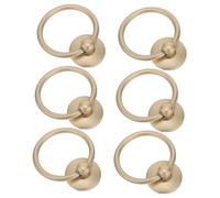 DIYEAH 6 Pièces Poignée de Tiroir Vintage Métal Poignées Rétro Alliage de Zinc Doré pour Armoire Commode Meuble avec Trou Unique Anneau Suspendu Décoratif
