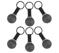 DIYEAH 6 Pièces Porte-clés en Cuir Rond Noir en Acier Inoxydable avec Finition Solide, pour Gravure Manuelle, Style Minimaliste pour Usage DIY ou Bureau