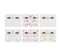 DIYEAH 6pcs Autocollants de Maquillage Visage Marguerite en Papier, Étanches et Faciles à Appliquer, Décorations Temporaires pour Femmes et Filles Lors de Fêtes ou Couleur Aléatoire