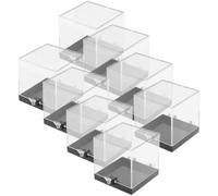 DIYEAH 8 Pièces Boîte Carrée Transparente de Rangement | Plastique Léger, Pose Stable, Résistante aux Chocs L’usure, pour Exposition sur Bureau