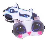 DIYEAH 8 Pièces Masque de Sommeil pour Garçon et Filles Masque de Sommeil Yeux Animaux Chat Chien Velours et Peluche Courte Ajustable Soulage la Pression du Visage pour Hôtels et Trains