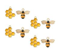 DIYEAH 8pièces Lot De Breloques Abeilles Nid Abeille Pendentifs Alliage Émaillé Pour Bijoux Diy Et Création De Colliers