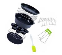 DIYEAH 9 pièces Set de Accessoires pour Friteuse à Air avec Moule Antiadhésif Kit de Cuisson Polyvalent pour Gâteaux Pizzas Viandes et Légumes Compatible Ustensiles Couleur Aléatoire