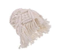DIYEAH Abat-jour en corde de coton - Abat-jour en macramé blanc tissé à la main - Style bohème - Idéal pour chambre d'étudiant, salon ou chambre à coucher