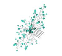 DIYEAH Accessoire de Cheveux de Mariée Maintien Ferme et Élégance Vert en Alliage de Zinc et Zircone, Peigne à Cheveux pour Femme pour Mariage ou Anniversaire