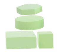 DIYEAH Accessoires de Photographie 4 Pcs en Mousse Polymère Vert, Cubes Géométriques 5x5x5 Cm, 10x10x4 Cm, 10x3 Cm Cylindrique et 9x2 Cm Hexagonal, Arrière-Plan pour Photos de Produits
