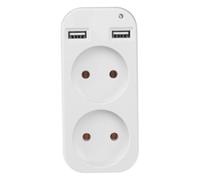 DIYEAH Adaptateur De Prise USB Double Prise Européenne 2 Ports, Multiprise Compacte pour Voyageurs, Fonction Charge Simultanée Appareils Mobiles, Compatible Ac220-240v, Couleur Blanche