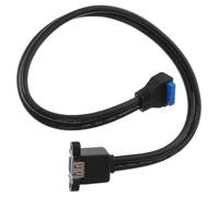 DIYEAH Adaptateur USB 3.0 19 Broches à Double Port, Coudé, Noir | Fixation à Vis, PVC et Cuivre, pour Carte Mère de Pc, Maintenance Informatique, Gestion de Câble