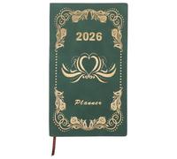DIYEAH Agenda 2026 à Couverture Rigide A6 - Carnet de Gestion du Temps 365 Jours - Planificateur Hebdomadaire et Mensuel pour Étudiants - Suivi des Habitudes - Vert Foncé