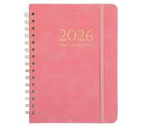 DIYEAH Agenda hebdomadaire et mensuel 2026 - Carnet à spirales - Agenda esthétique avec fonctions de blocage du temps et de suivi des objectifs - Rose