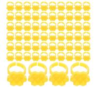 DIYEAH Anneau Porte-colle pour Faux Cils Hexagonal en Plastique Jaune, 250 Pièces 7 Compartiments pour Application Précise et Ventilation Améliorée, pour Extensions de Cils