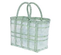 DIYEAH Anse Tissée Transparente Vert Petit Format Panier Tressé de Plage Chic Espace de Rangement pour Courses et Usage Quotidien