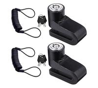 DIYEAH Antivol Lot de 2 Pièces avec Câble de Rappel Design Portable de Disque en Acier Noir pour Sécurité et Blocage Frein à Disque pour Moto et Scooter