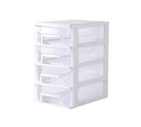 DIYEAH Armoire de Rangement à Tiroirs en Plastique Transparent, 4 Niveaux Moyen Format, Boîte de Rangement Blanche et Claire, Organisateur Cosmétique Multifonction pour Bureau et Salle
