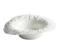 DIYEAH Assiette Creuse Facile à Nettoyer en Céramique Blanche Forme Chapeau de Paille Texture Rocheuse pour Desserts et Snacks Restaurant ou Bar