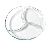 DIYEAH Assiette Divisée pour Portions à 3 Compartiments en Verre Trempé | Plateau Repas Compartimenté, Réchauffage au Micro-ondes, Léger et Facile à Ranger, pour Repas en Extérieur