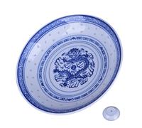 DIYEAH Assiette Ménagère en Céramique Motif Dragon, Style Rétro Chinois | Porcelaine Blanche, Moulage Monobloc sans Joints, pour Petites Portions, Décor de Table