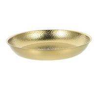 DIYEAH Assiette Ronde en Acier Inoxydable Martelé 22cm Dorée
