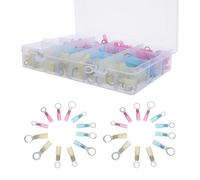 DIYEAH Assortiment de 260 Cosses à Sertir Rondes Thermorétractables Étanches pour Fils Électriques, Isolées en Plastique et Fer, Installation Rapide pour Environnement Automobile