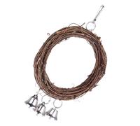 DIYEAH Balançoire à Oiseaux en Rotin Naturel avec Anneau et 3 Cloches pour Perroquets, Interactif Solide et Mordu, Couleurs Aléatoires, pour Oiseaux de Compagnie Couleur Aléatoire