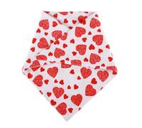 DIYEAH Bandana pour Chien Taille Moyenne Double Couche Rouge Motif Cœur Saint-Valentin Bavoir Anti-Salive pour Animaux Accessoire Décoratif pour Fête et Anniversaire