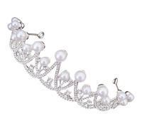 DIYEAH Bandeau Argenté Couronne Perles et Cristaux en Alliage de Zinc, Design Brillant Effet Visuel, Accessoire de Mariage Élégant pour Femmes et Filles en Photographie et Concours