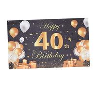 DIYEAH Bannière de Fond de Photographie Anniversaire Ans Thème Noir et Or Décorations de Fête pour Célébrations Accessoire Photo Durable