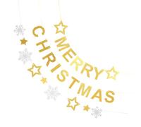 DIYEAH Bannière de Noël Dorée à Suspendre pour Décoration de Fête Guirlande Festive en Papier Résistant Décoration Intérieure pour Noël Fête et Événements Kit Prêt à Poser