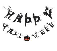DIYEAH Bannière Décorative pour Ambiance Halloween Festive Halloween en Tissu Non Tissé Noir pour Décoration de Fête à Domicile ou Bureau