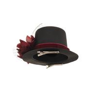 DIYEAH Barrette bibi - Accessoire de coiffure chapeau haut-de-forme pour femme avec fleurs, idéal pour un goûter, un anniversaire, un mariage, une fête prénuptiale ou la Saint-Valentin.