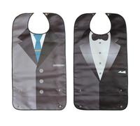 DIYEAH Bavoirs Imperméables pour Adulte 2 Pièces en Térylène Double Couche Imprimé, Protection Vêtements Éclaboussures, Repas et Soins Personnes Âgées