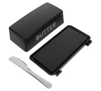 DIYEAH Beurrier avec Couvercle Hermétique et Couteau Intégré Boîte de Rangement en Plastique Noir Grosse Capacité Cuisine et Réfrigérateur Récipient à Beurre Pratique et Portable