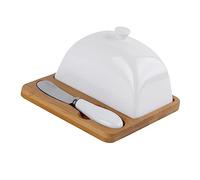 DIYEAH Beurrier Céramique avec Plateau et Couvercle Set de Vaisselle pour Maison Résistant Rouille Base Antidérapante pour Conservation et Service Du Beurre