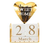 DIYEAH Blocs de calendrier perpétuel en bois, jolis cubes décoratifs pour afficher les dates - Petit calendrier mensuel en bois pour la famille et les anniversaires, idéal pour un bureau.