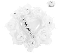 DIYEAH Boîte à Alliances Cœur Fleurs Artificielles Élégante et Légère Support Bague pour Cérémonie de Mariage et Fiançailles Coffret Décoratif Polyvalent pour Offrir
