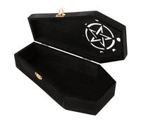 DIYEAH Boîte à Bijoux en Bois Foncé avec Serrure Petite Boîte de Rangement pour Bagues et Boucles d’Oreilles Décorations d’Halloween Coffret Sécurisé et Portable