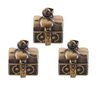 DIYEAH Boîte à bijoux verrouillable, 3 pièces, pendentif, coffre au trésor en cuivre antique, breloques pour bricolage, colliers, bracelets, préservation de la mémoire, fabrication de bijoux