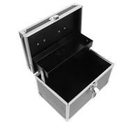 DIYEAH Boîte à Outils Portable Petite Taille 24x16x16 Cm, Texture Cuir Synthétique Noir, Intérieur Étanche pour Rangement D'outils de Massage et Accessoires de Pédicure, Mallette