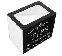 DIYEAH Boîte à Pourboires en Acrylique Transparent Boîte à Pourboires pour Barman et Restaurant Tirelire pour Dons et Tombola Contenant Pratique Noir Classique pour Collecte D’Argenté