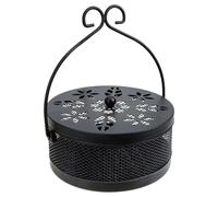 DIYEAH Boîte à Spirale Moustique Fer Forgé Noir Porte-encens Coupe-Vent avec Couvercle Support Suspendu Portable pour Intérieur et Extérieur Diffuseur de Fumée Uniforme pour Maison