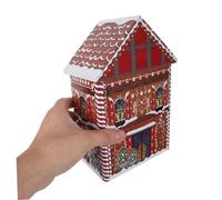 DIYEAH Boîte de Noël Fer Tinplate Forme de Maison Rangement Cookies et Bonbons Festifs Boîte Cadeau Gingerman pour Pâtisseries et Friandises de Fête