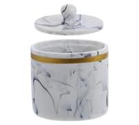 DIYEAH Boîte de Rangement Coton-Tige avec Couvercle Design Marbre Élégant Boîte Compacte pour Coton et Cure-Dents Organisateur Pratique pour Salle de Bain
