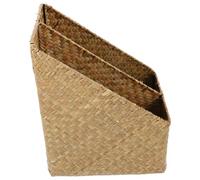 DIYEAH Boîte de Rangement en Paille Tressée Naturelle Panier Tissé Rustique pour Accessoires de Table Organiseur Multifonction pour Maison et Bureau Décor Vintage Taille Moyenne